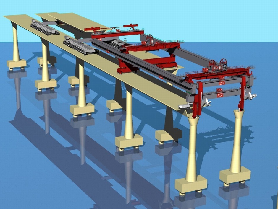 Doha link bridge deck erection gantry launching gantry launchign girder